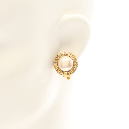 サークルロゴ イヤリング GP フェイクパール ゴールド オフホワイト ヴィンテージ シャネル アクセサリー CHANEL