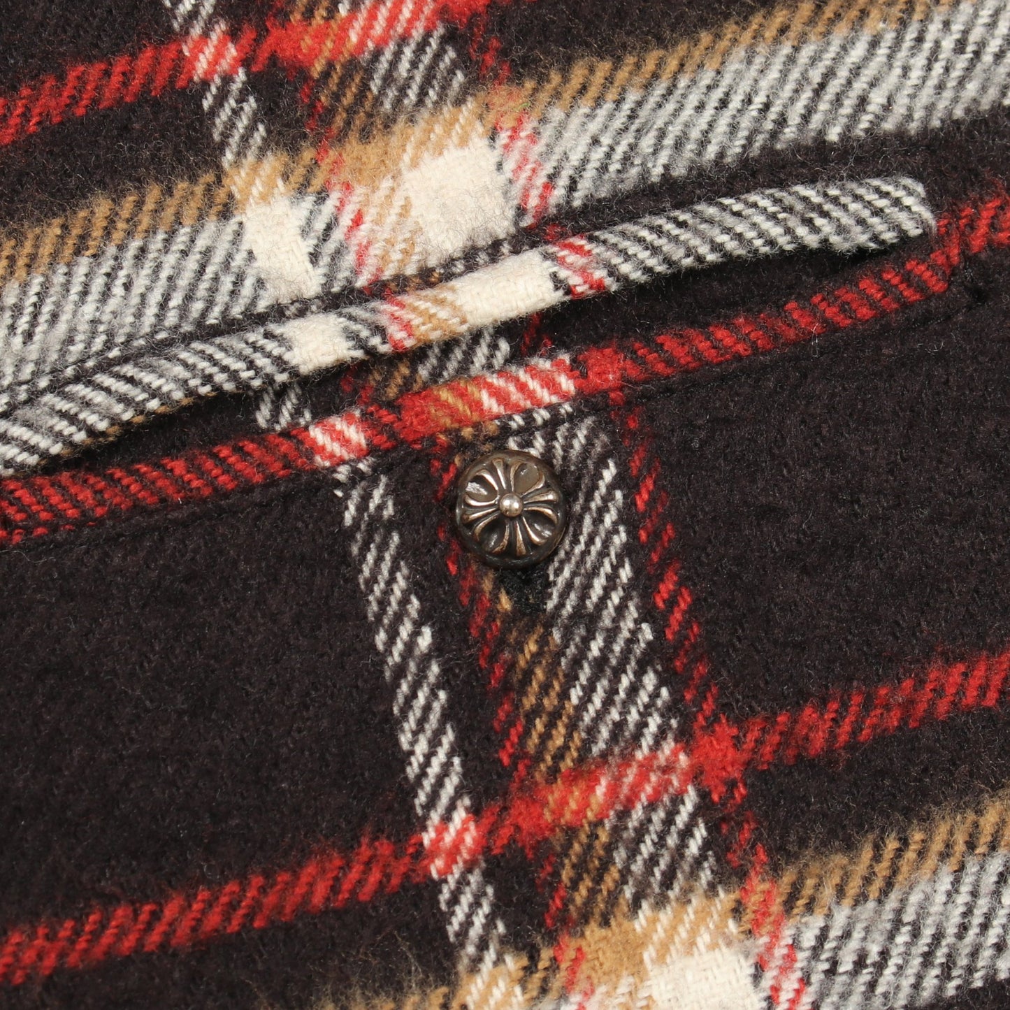 フランネル チェック ジップアップ ジャケット コットン ダークブラウン クロムハーツ アウター Chrome Hearts