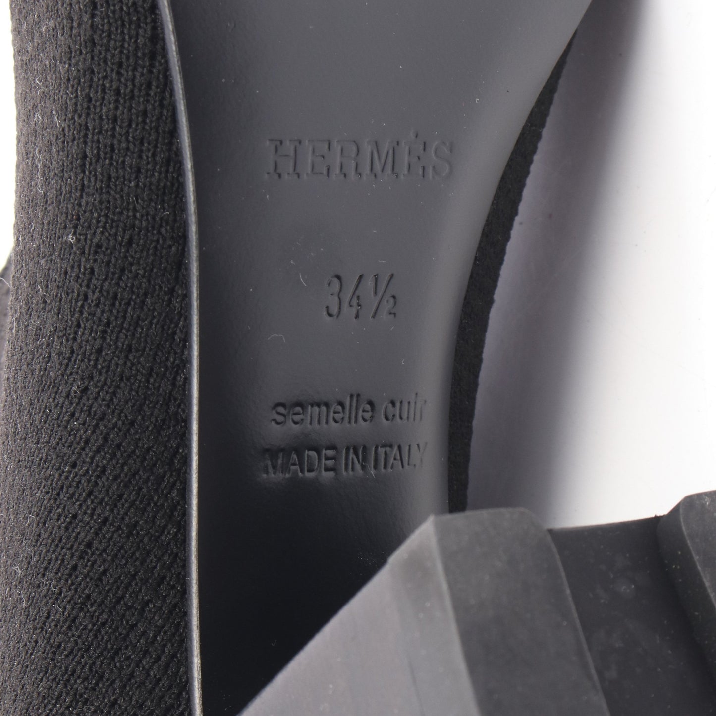 ヴォルヴェール60 ブーツ ニットファブリック レザー ブラック エルメス シューズ HERMES