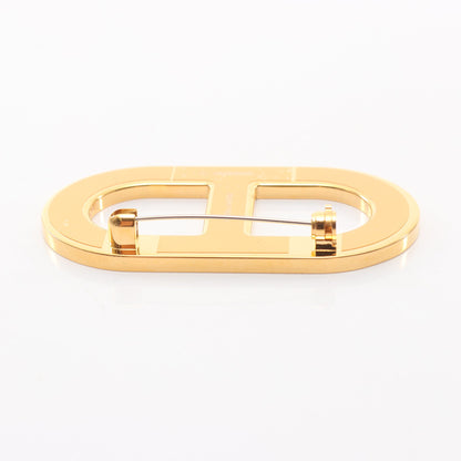 シェーヌダンクル ブローチ GP ヴォーエプソン ゴールド ブラウン エルメス アクセサリー HERMES