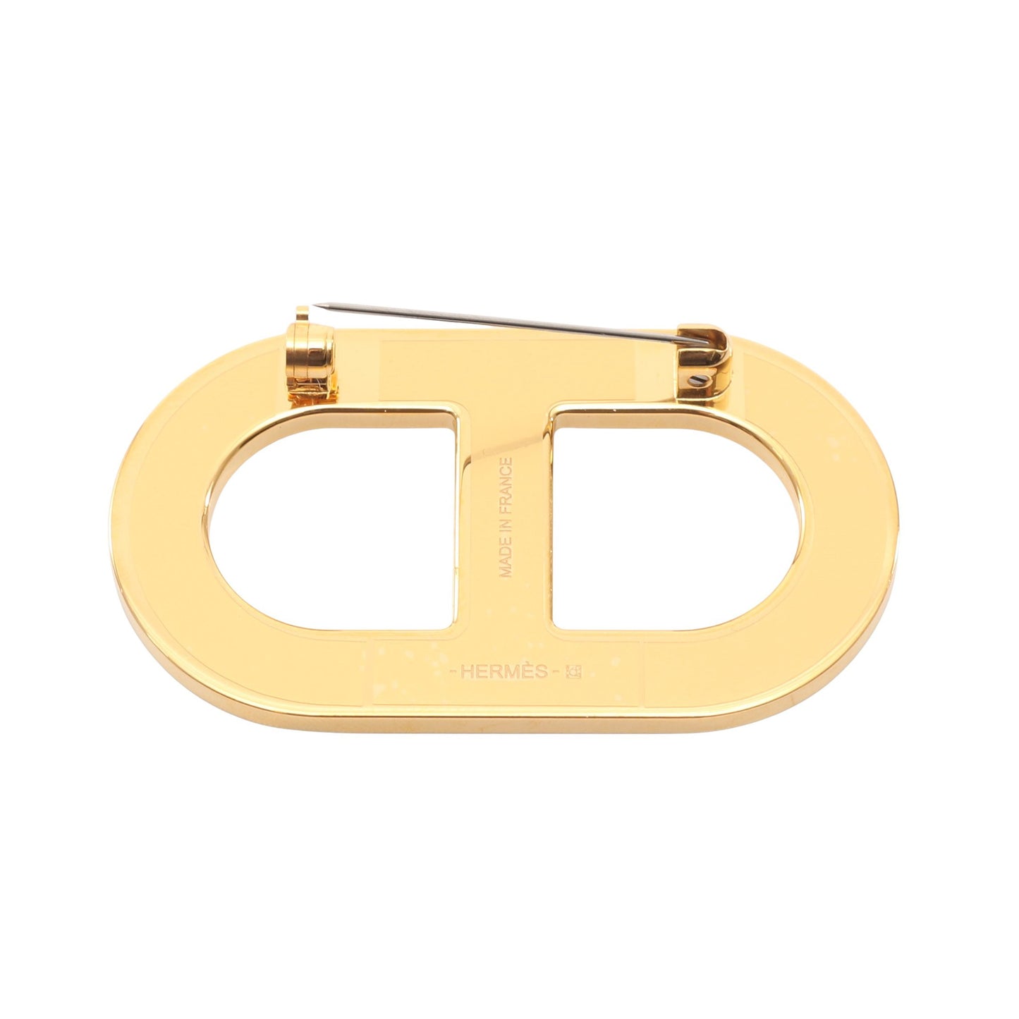 シェーヌダンクル ブローチ GP ヴォーエプソン ゴールド ブラウン エルメス アクセサリー HERMES