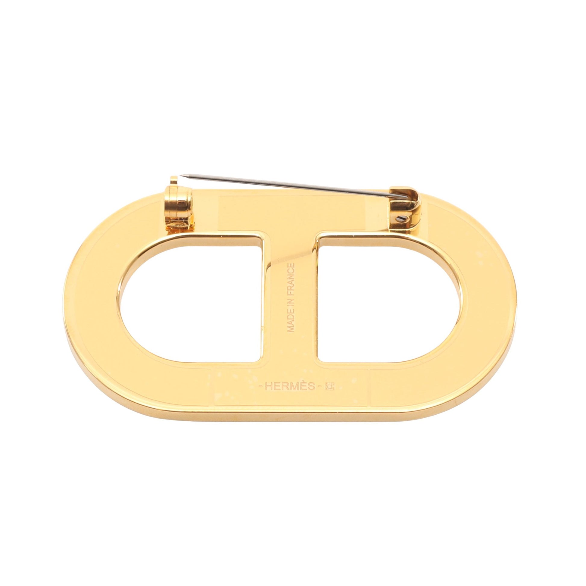 シェーヌダンクル ブローチ GP ヴォーエプソン ゴールド ブラウン エルメス アクセサリー HERMES