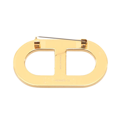シェーヌダンクル ブローチ GP ヴォーエプソン ゴールド ブラウン エルメス アクセサリー HERMES