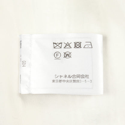 ココマークボタン ツイード ノーカラージャケット コットン オフホワイト シルバー シャネル アウター CHANEL