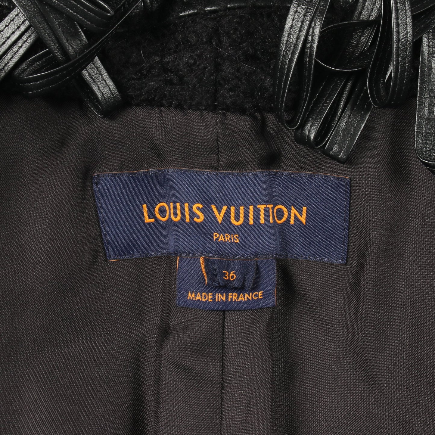 コクーンジャケット フリンジ 中綿 ジャケット ナイロン ウール モヘヤ ブラック ルイヴィトン アウター LOUIS VUITTON