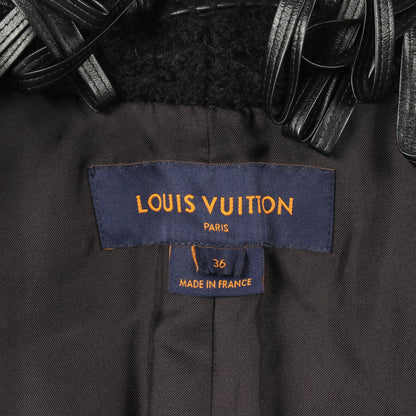 コクーンジャケット フリンジ 中綿 ジャケット ナイロン ウール モヘヤ ブラック ルイヴィトン アウター LOUIS VUITTON
