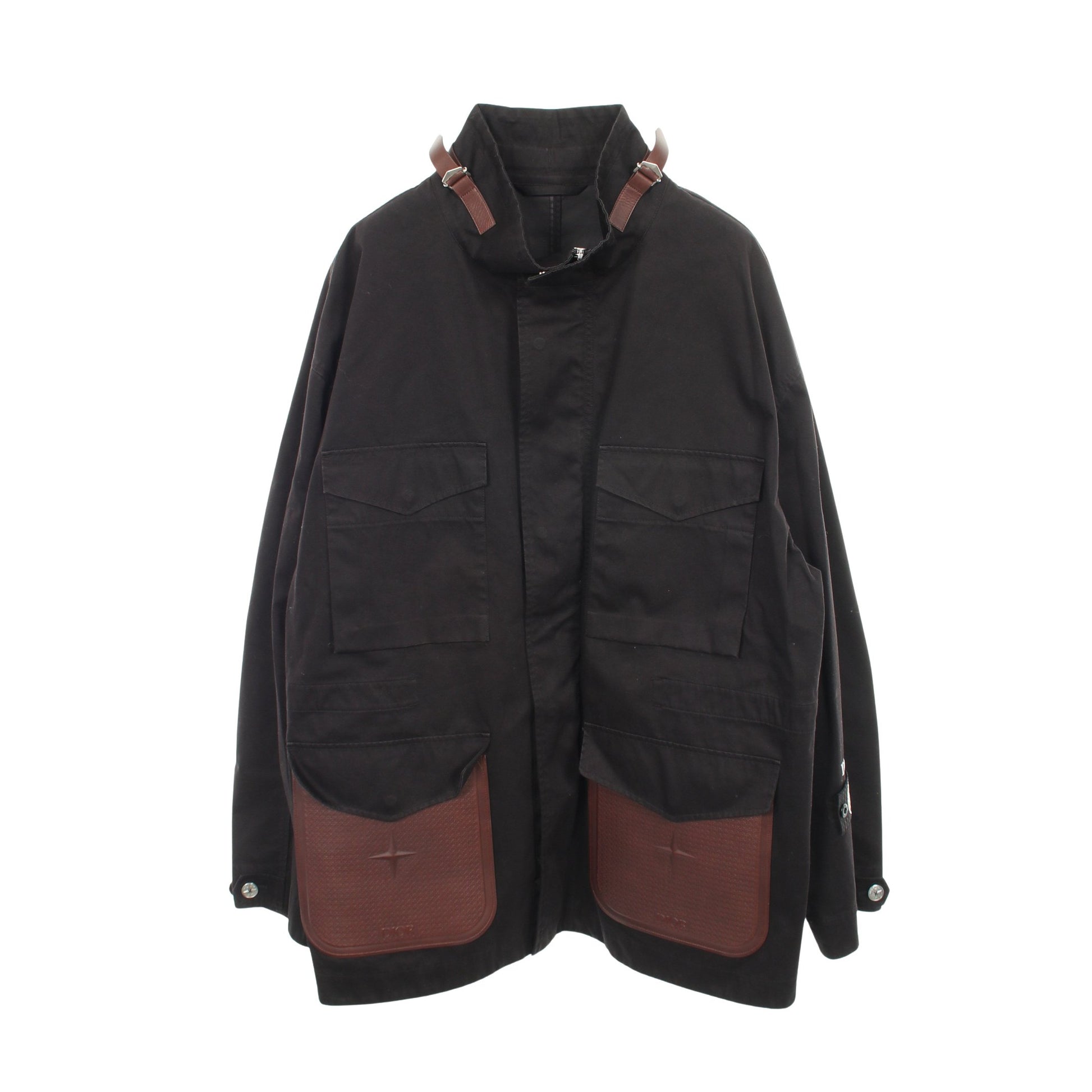 DIOR × Stone Island ジャケット コットン ブラック エルボーパッチ ディオール アウター DIOR