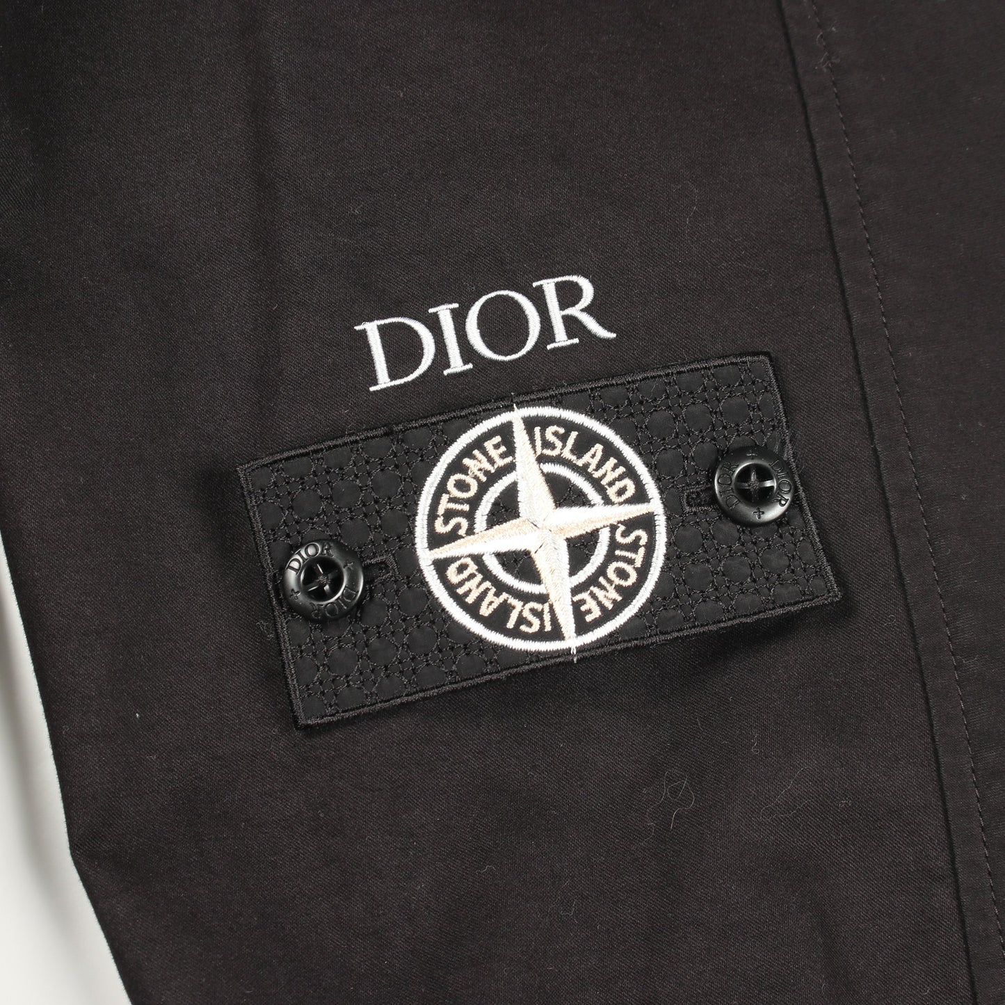 DIOR × Stone Island ジャケット コットン ブラック エルボーパッチ ディオール アウター DIOR