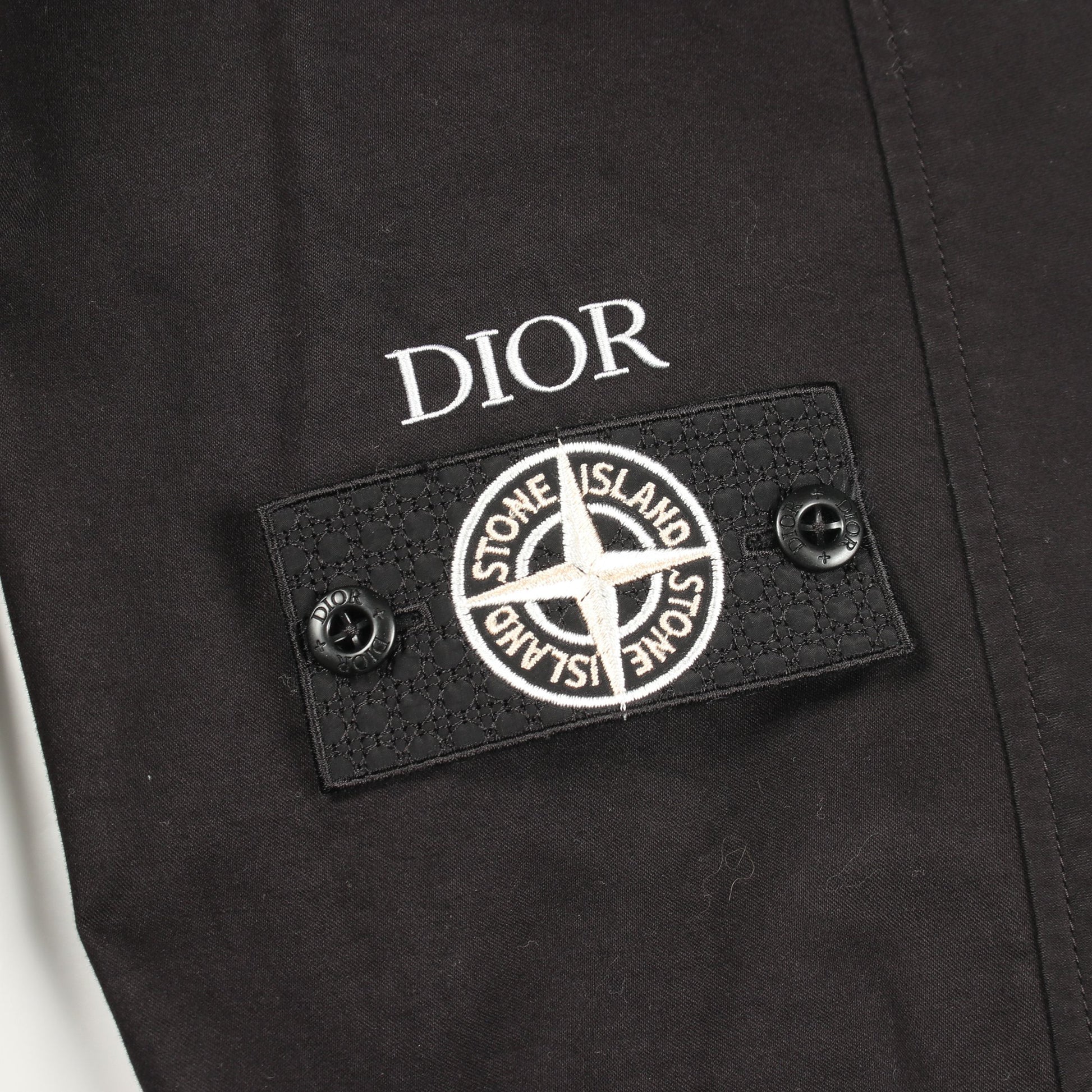 DIOR × Stone Island ジャケット コットン ブラック エルボーパッチ ディオール アウター DIOR