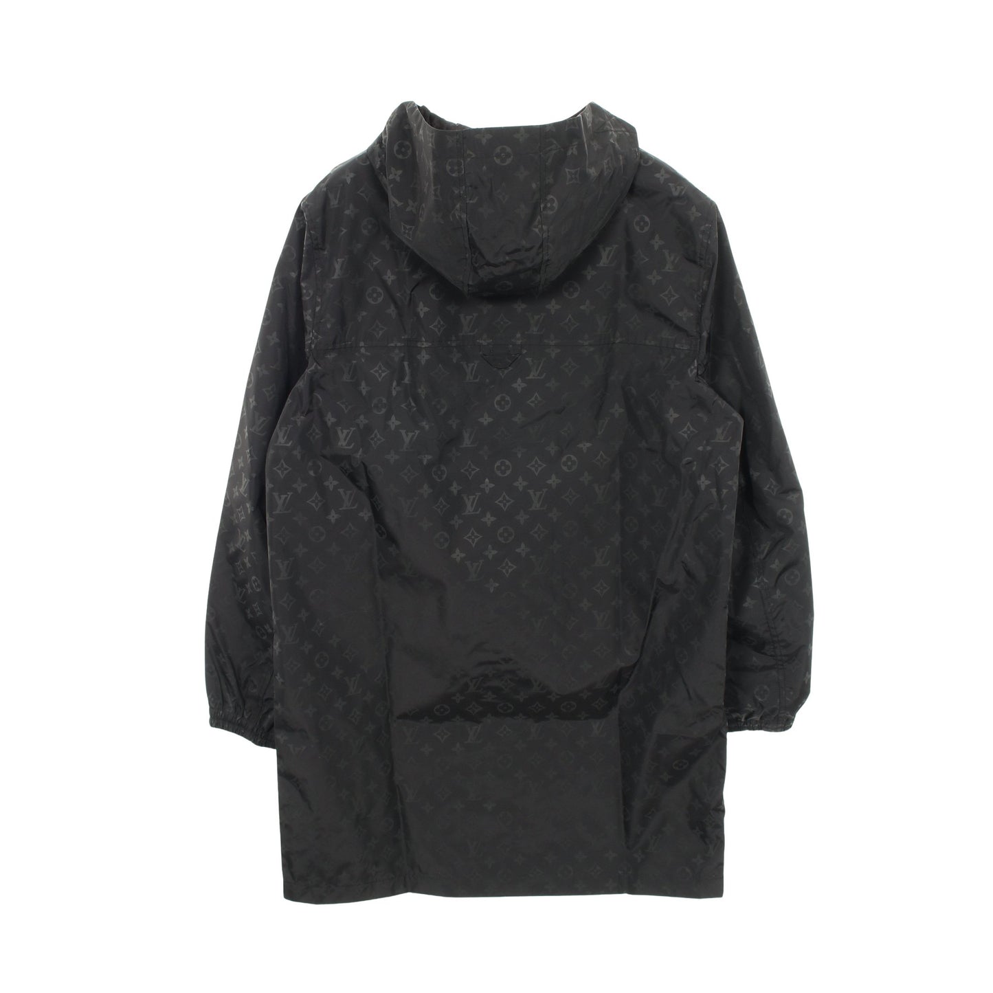 ミッドレングス モノグラムナイロン ウィンドブレーカー コート ナイロン ブラック フード付き ルイヴィトン アウター LOUIS VUITTON