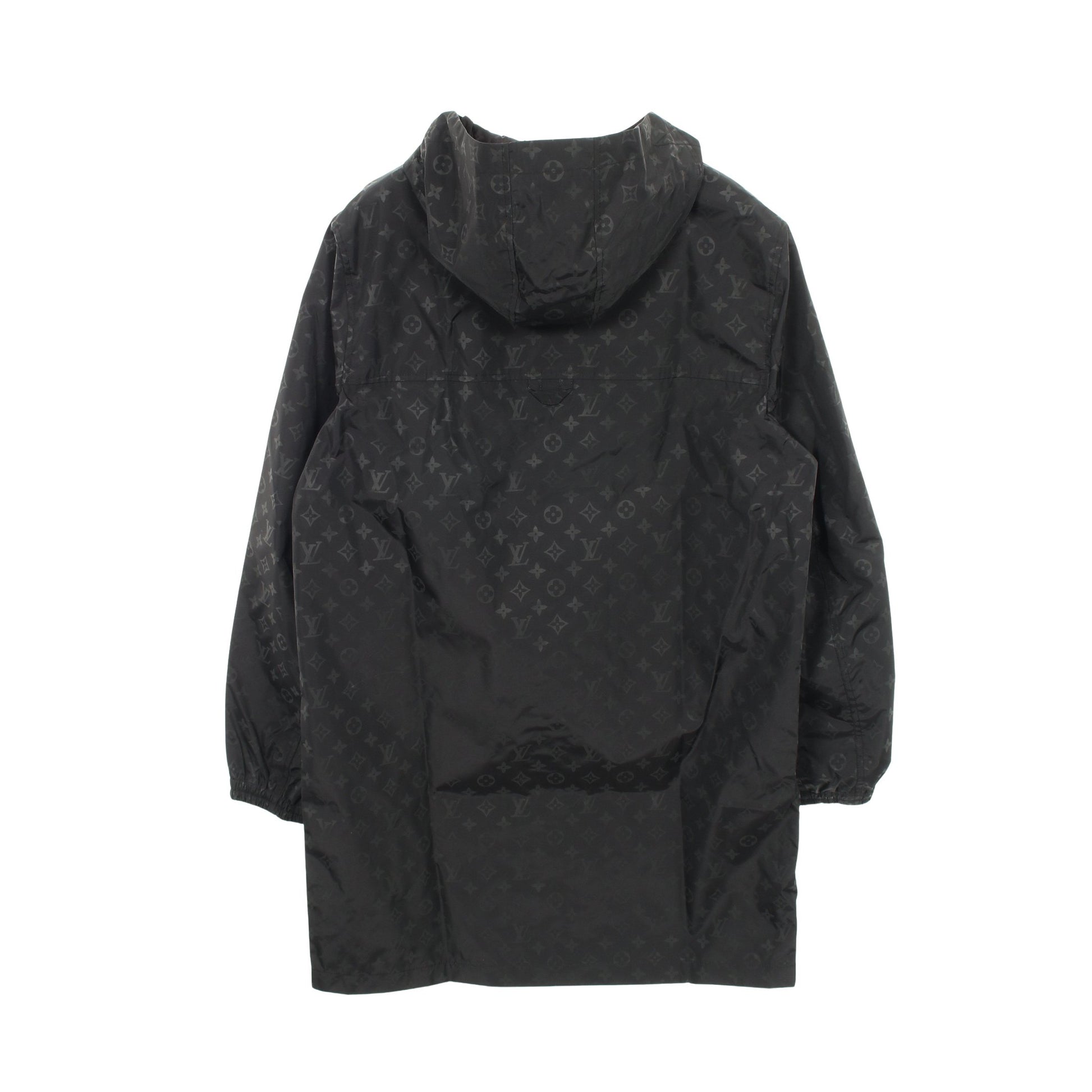 ミッドレングス モノグラムナイロン ウィンドブレーカー コート ナイロン ブラック フード付き ルイヴィトン アウター LOUIS VUITTON