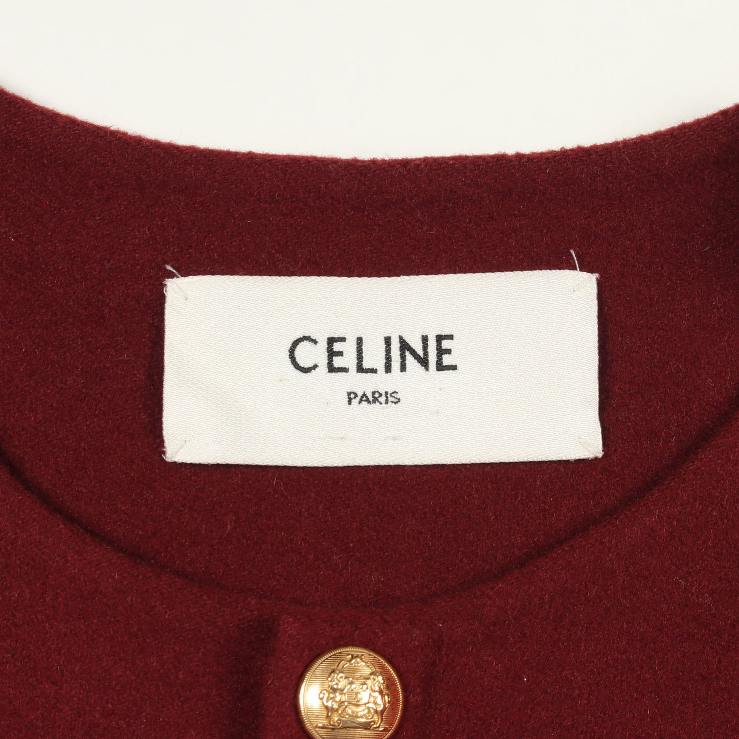 ノーカラージャケット カシミヤ ボルドー セリーヌ アウター CELINE
