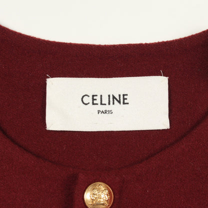 ノーカラージャケット カシミヤ ボルドー セリーヌ アウター CELINE