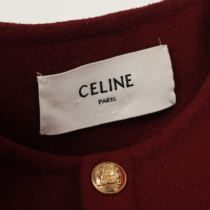 ノーカラージャケット カシミヤ ボルドー セリーヌ アウター CELINE