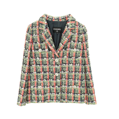 ココマークボタン ツイード ジャケット スパンコール ナイロン マルチカラー シャネル アウター CHANEL