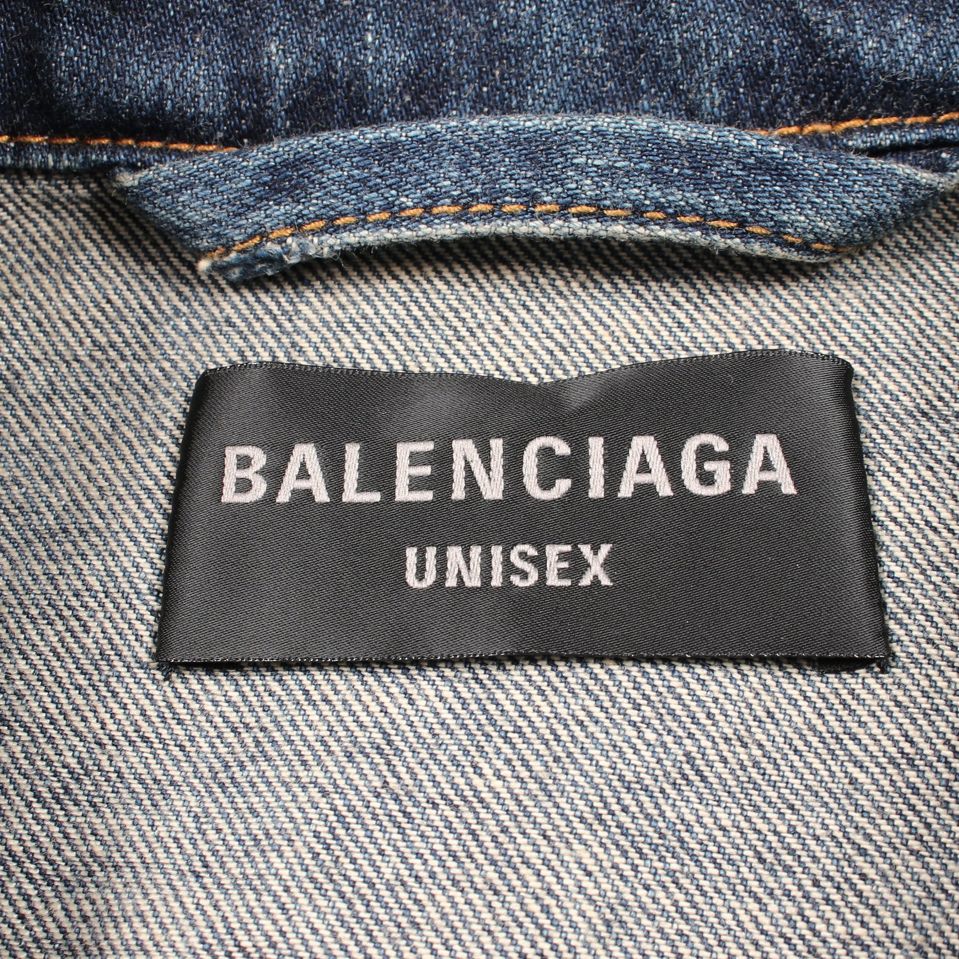 デニムジャケット コットン インディゴブルー ダメージ加工 バレンシアガ アウター BALENCIAGA