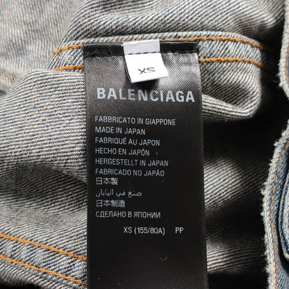デニムジャケット コットン インディゴブルー ダメージ加工 バレンシアガ アウター BALENCIAGA