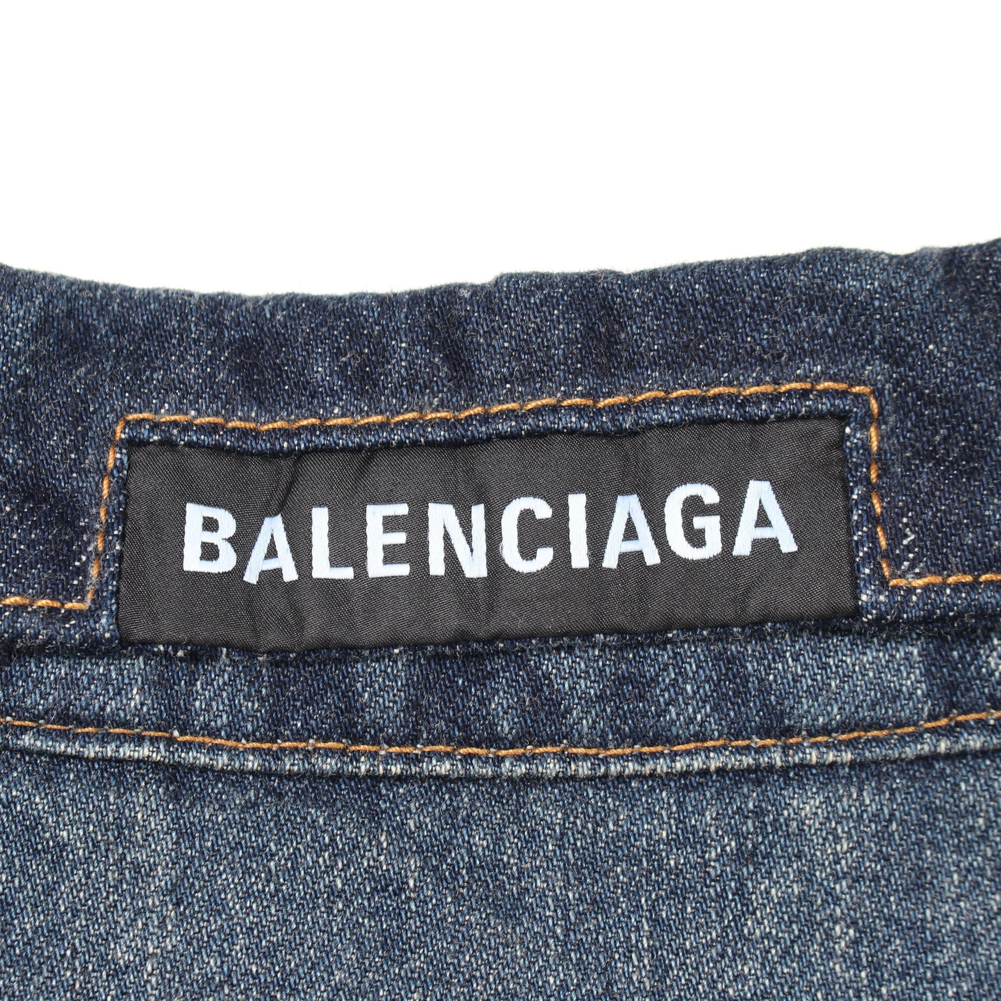 デニムジャケット コットン インディゴブルー ダメージ加工 バレンシアガ アウター BALENCIAGA