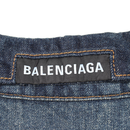 デニムジャケット コットン インディゴブルー ダメージ加工 バレンシアガ アウター BALENCIAGA