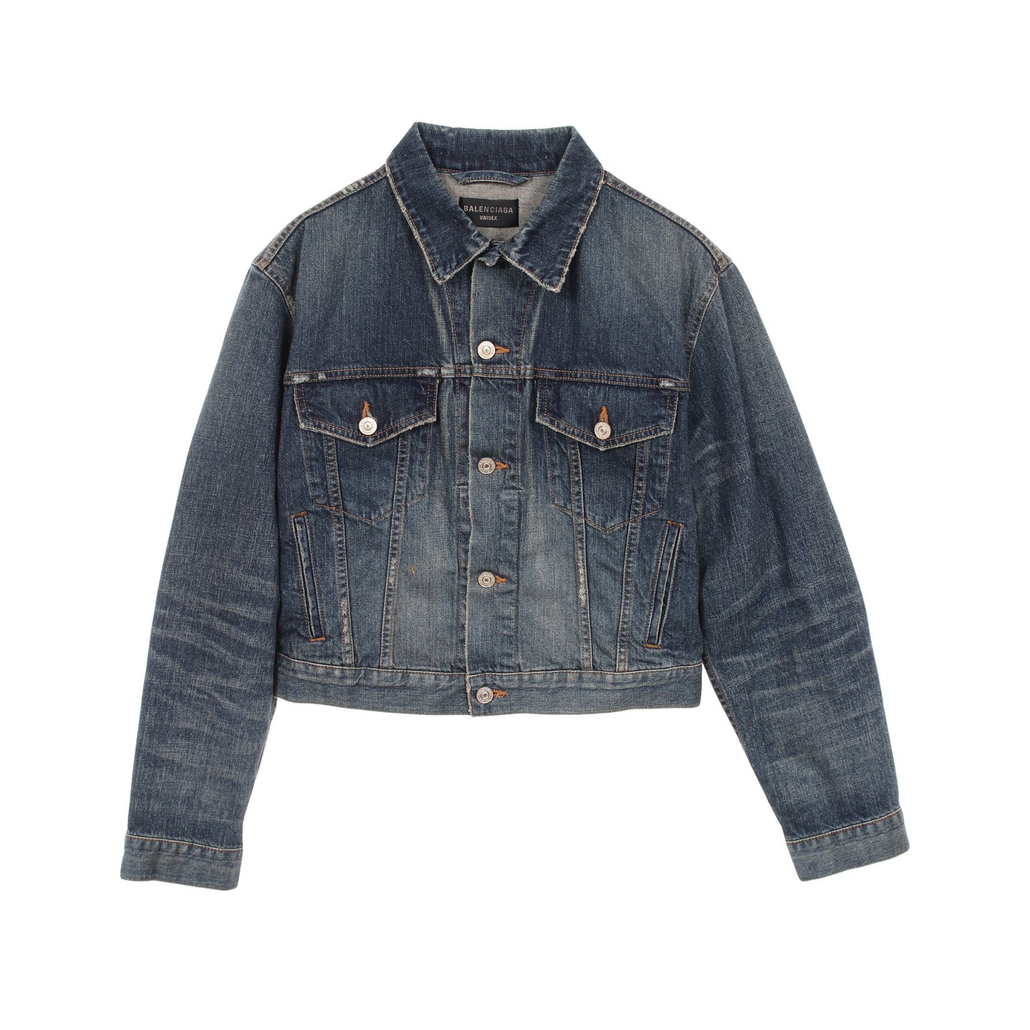 デニムジャケット コットン インディゴブルー ダメージ加工 バレンシアガ アウター BALENCIAGA
