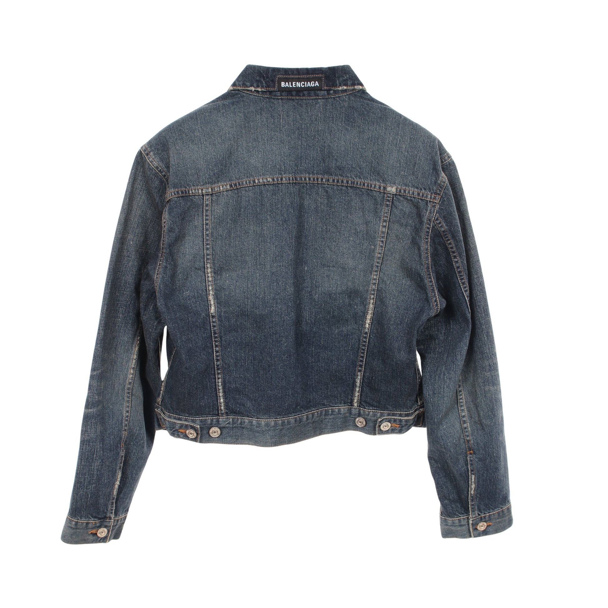 デニムジャケット コットン インディゴブルー ダメージ加工 バレンシアガ アウター BALENCIAGA