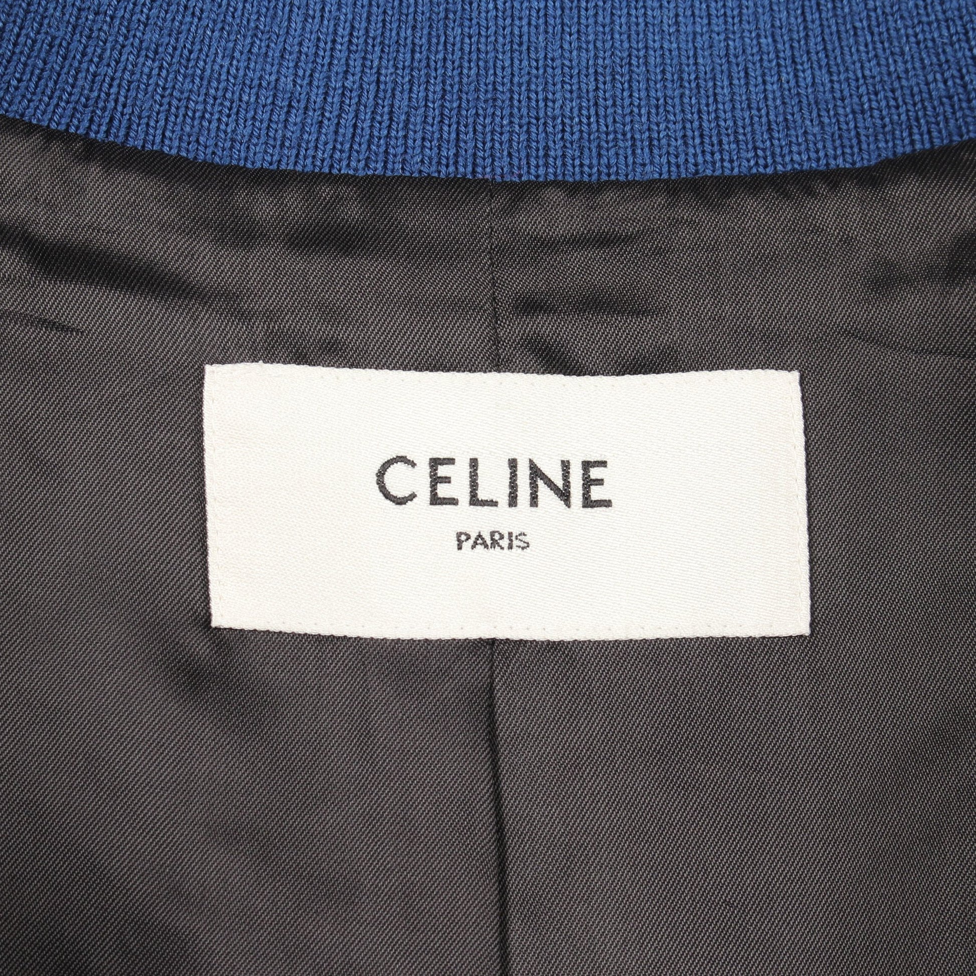 クラシック テディジャケット スタジャン ウール ラムレザー ブルー レッド アイボリー 切替 セリーヌ アウター CELINE