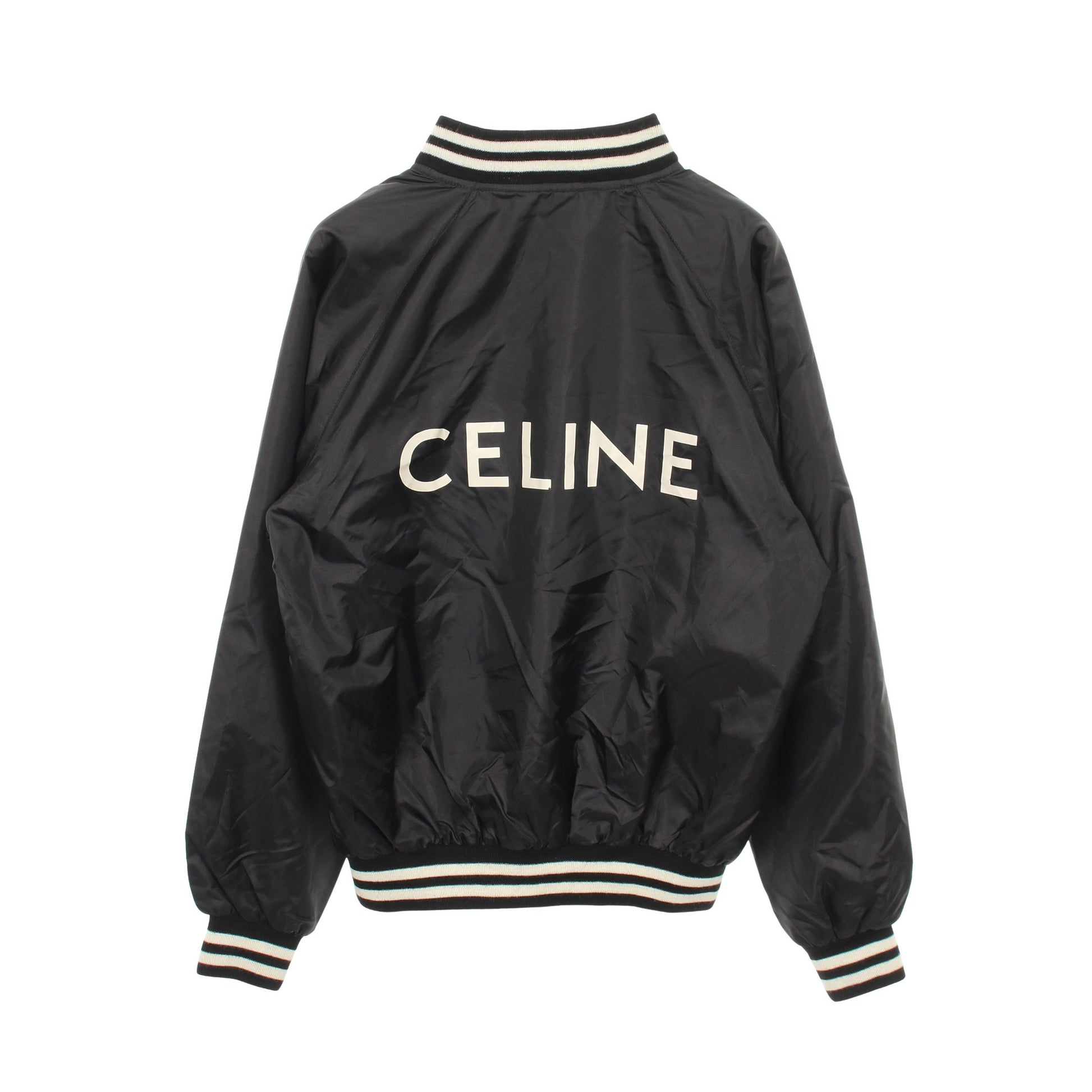 テディジャケット ブルゾン バックロゴ ナイロン ブラック オフホワイト セリーヌ アウター CELINE