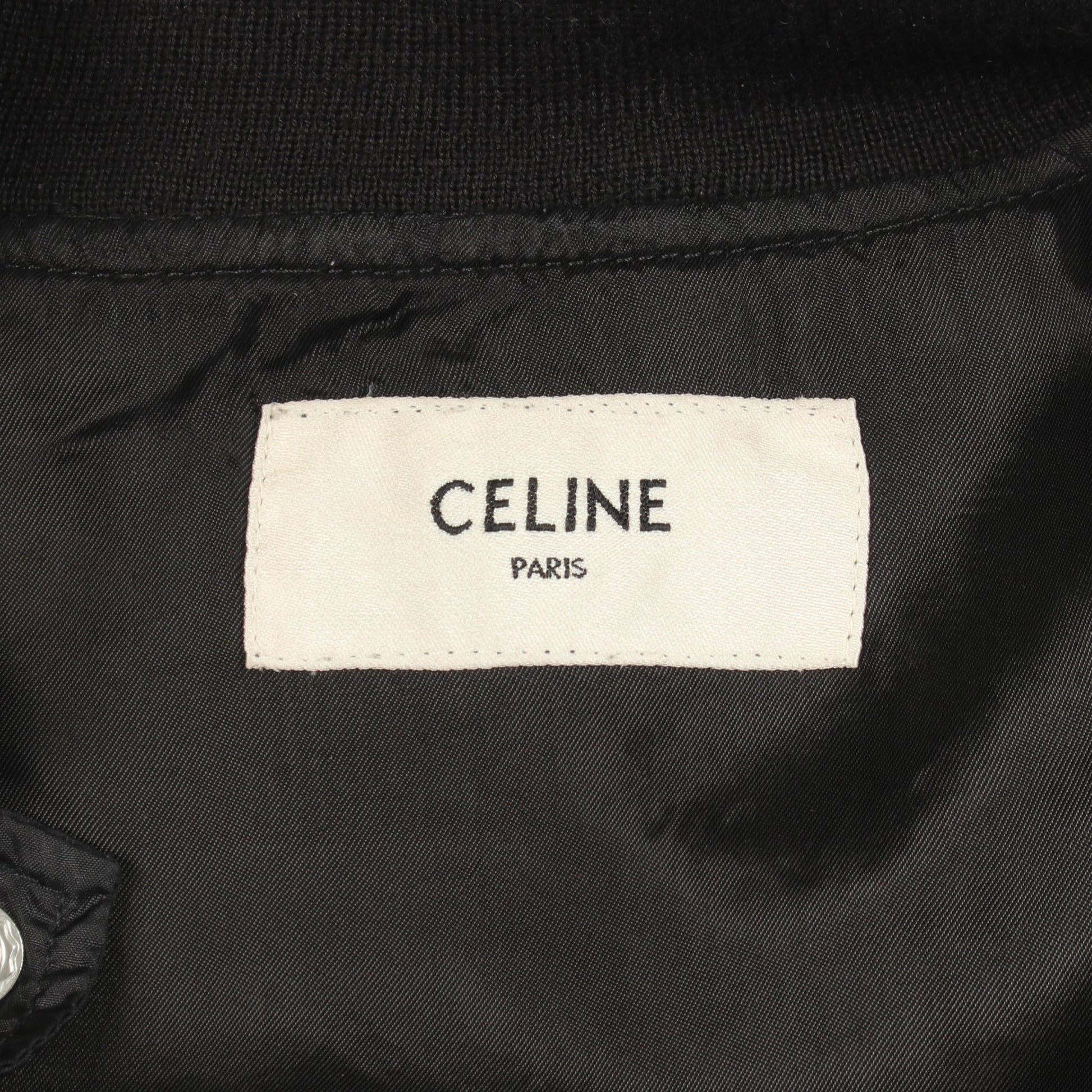 テディジャケット ブルゾン バックロゴ ナイロン ブラック オフホワイト セリーヌ アウター CELINE