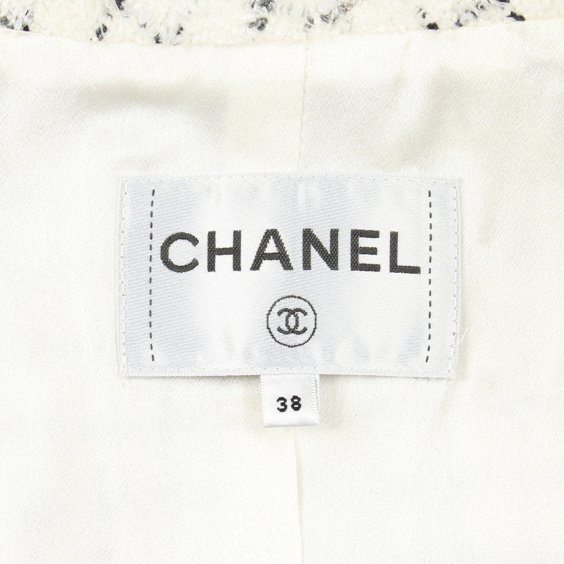 ココマークボタン ツイード ジャケット コットン ホワイト ブラック シャネル アウター CHANEL