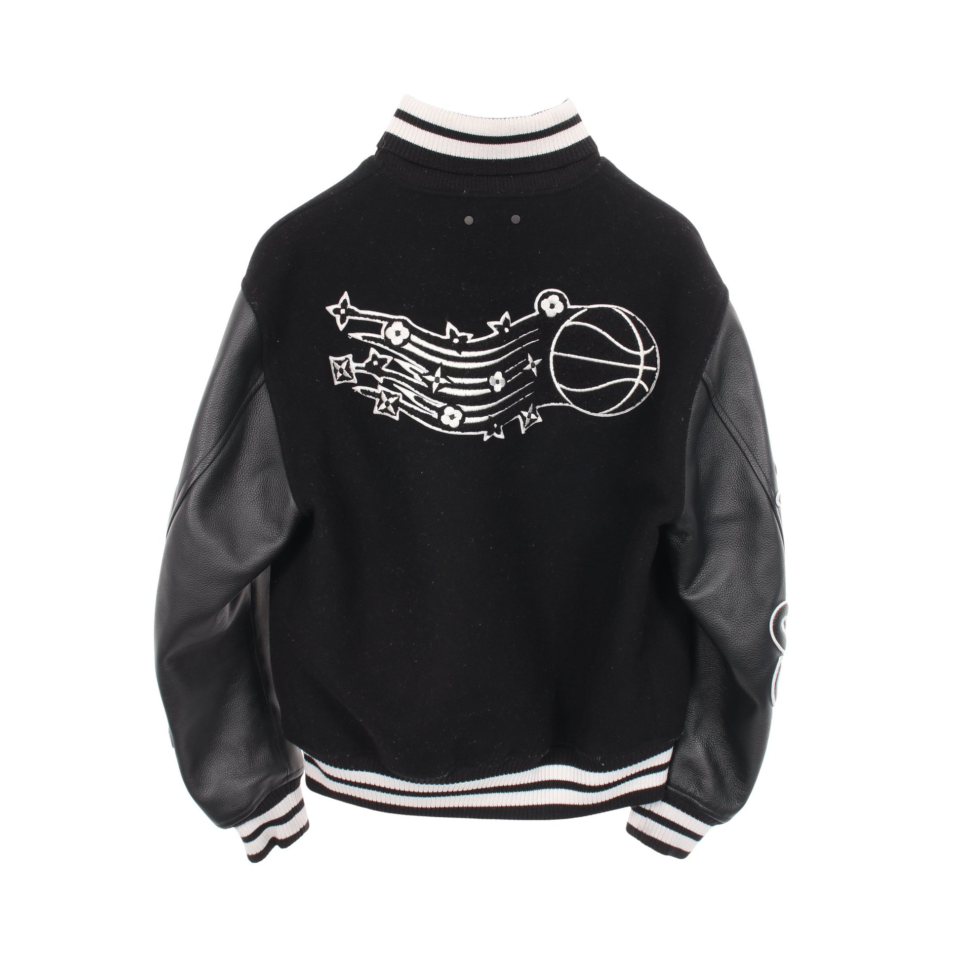 LOUIS VUITTON × NBA バスケットボール ブルゾン ボンバージャケット レザー ウール ブラック ホワイト ルイヴィトン アウター LOUIS VUITTON