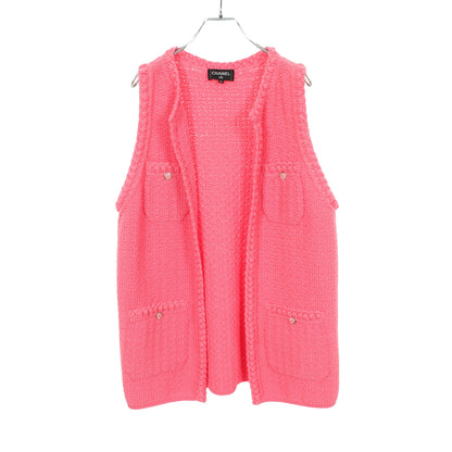ココマークボタン ニット ベスト コットン ピンク シャネル トップス CHANEL