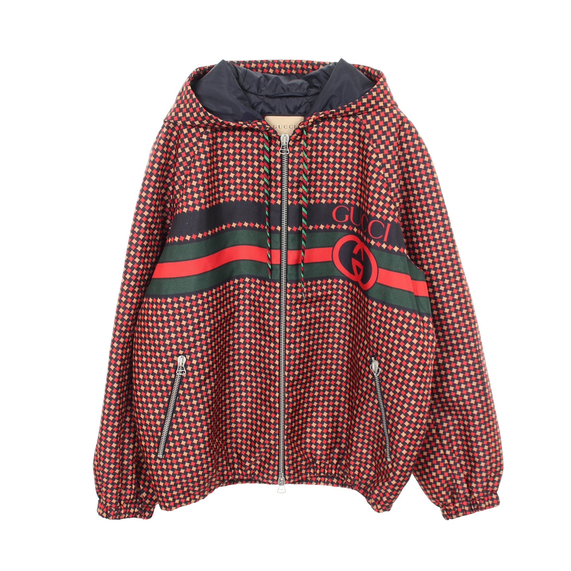 ★極美品★GUCCI インターロッキングG シェリーライン ブルゾン インターロッキングG シェリーライン ジャケット 総柄 ナイロン レッド