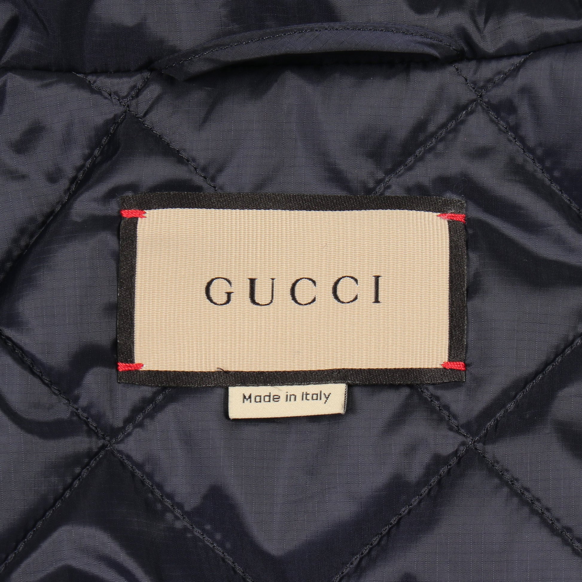 インターロッキングG シェリーライン ジャケット 総柄 ナイロン レッド マルチカラー 中綿 フード付き グッチ アウター GUCCI