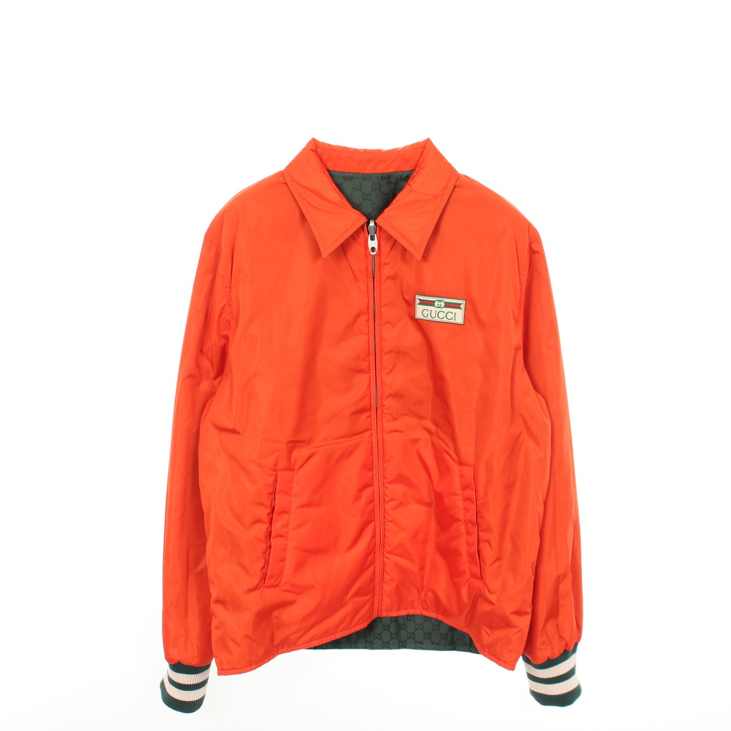 GGナイロン ジャケット ナイロン ダークグリーン オレンジ リバーシブル グッチ