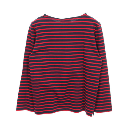 トライアングルロゴ 長袖Tシャツ クルーネック ボーダー コットン ネイビー レッド プラダ トップス PRADA