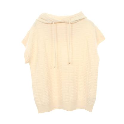LOUNGEWEAR VOYAGE ニット プルオーバーパーカー 半袖 ウール オフホワイト フード付き エルメス トップス HERMES
