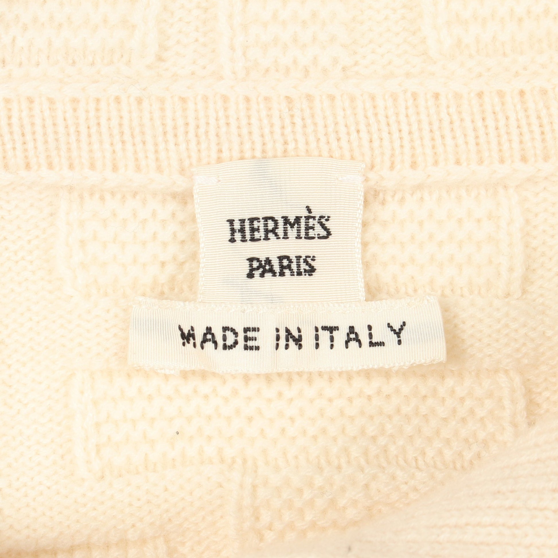 LOUNGEWEAR VOYAGE ニット プルオーバーパーカー 半袖 ウール オフホワイト フード付き エルメス トップス HERMES