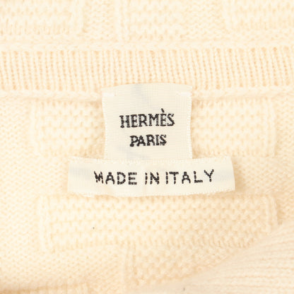 LOUNGEWEAR VOYAGE ニット プルオーバーパーカー 半袖 ウール オフホワイト フード付き エルメス トップス HERMES