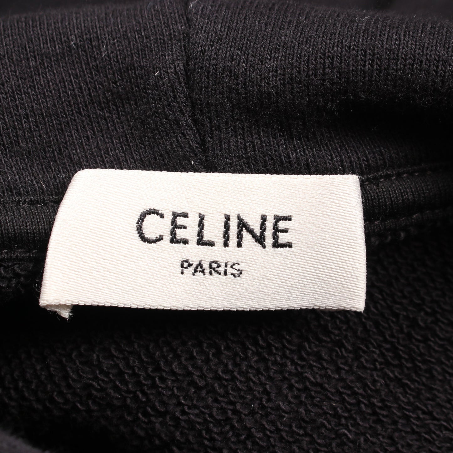 コットンフリース フーディ プルオーバーパーカー コットン ブラック ホワイト セリーヌ トップス CELINE
