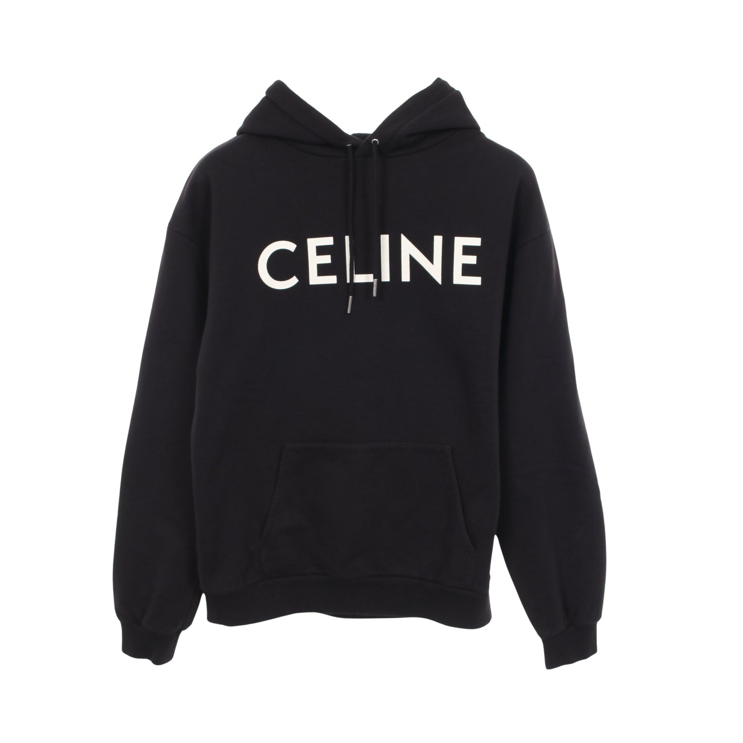 コットンフリース フーディ プルオーバーパーカー コットン ブラック ホワイト セリーヌ トップス CELINE