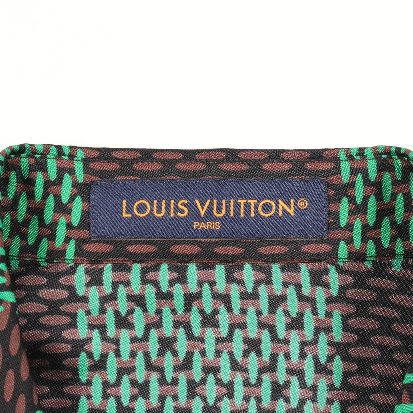 ダミエ シャツ オープンカラー 半袖 シルク グリーン ダークブラウン ブラック ルイヴィトン トップス LOUIS VUITTON