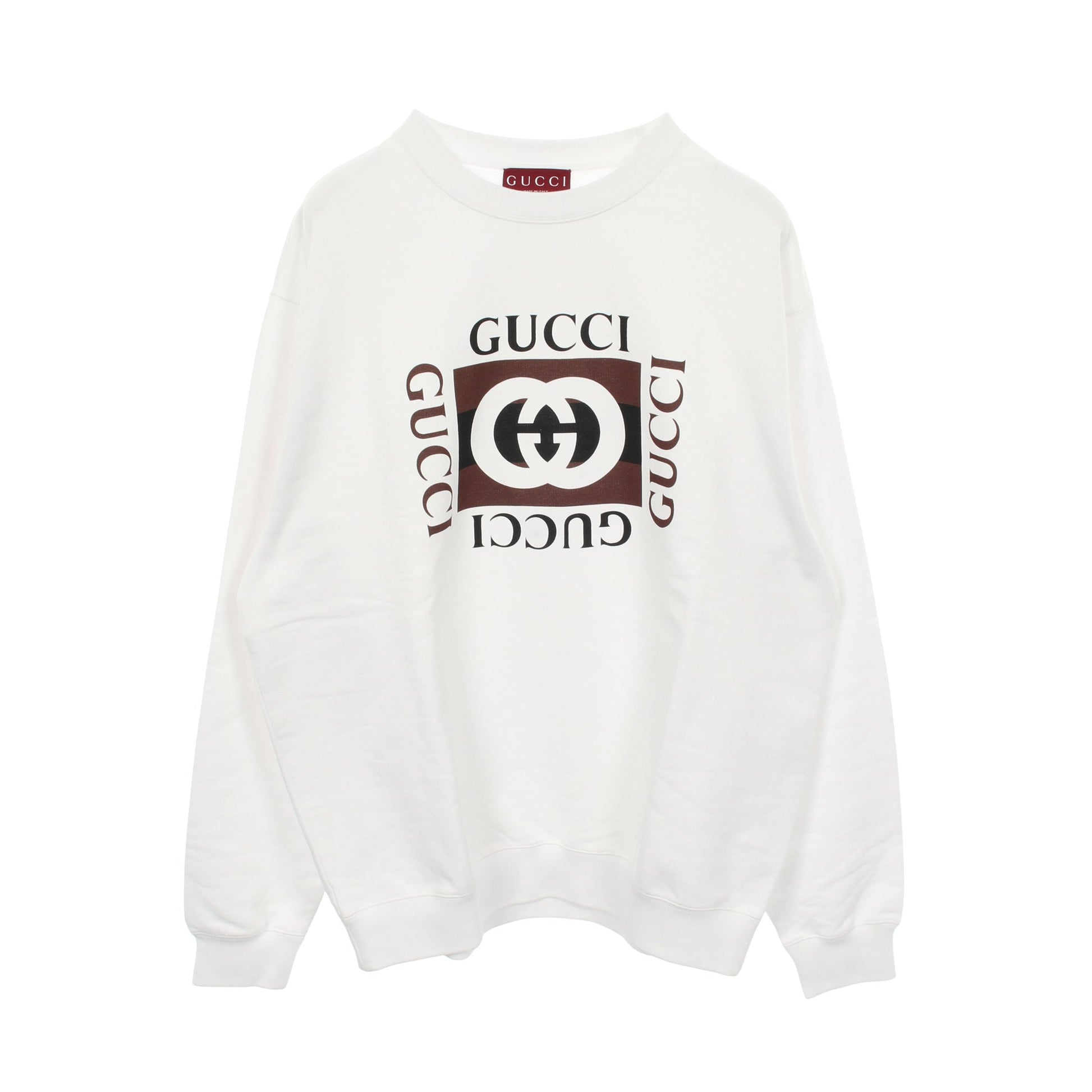 インターロッキングG スウェットシャツ クルーネック コットン ホワイト グッチ トップス GUCCI