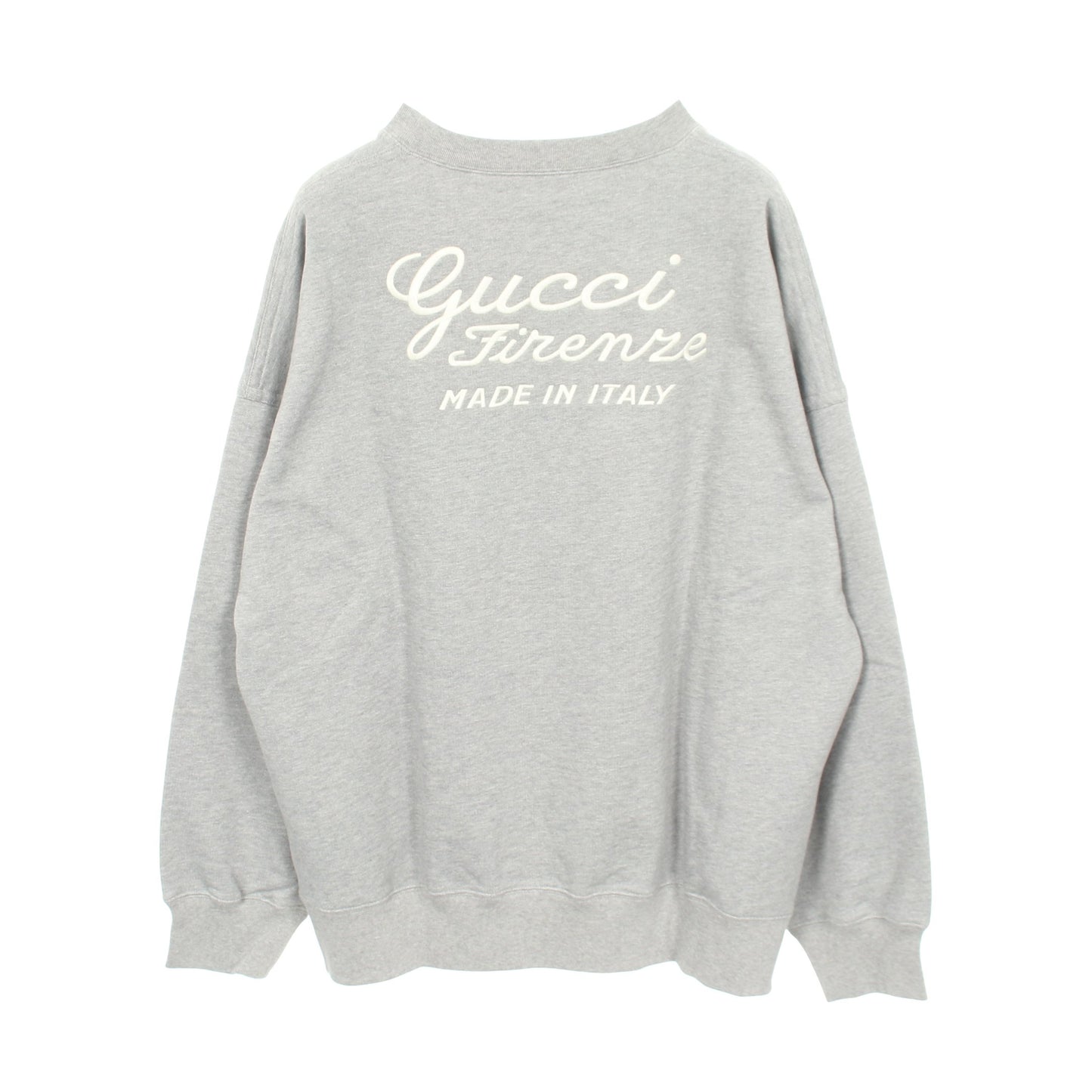 スウェットシャツ クルーネック 長袖 ロゴ刺繍 バックロゴ コットン グレー グッチ トップス GUCCI