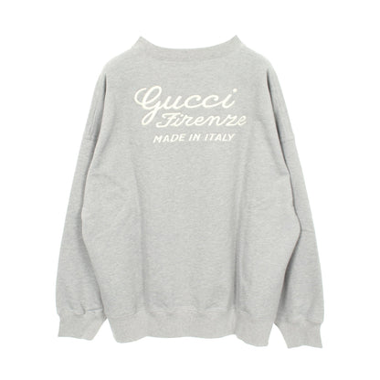 スウェットシャツ クルーネック 長袖 ロゴ刺繍 バックロゴ コットン グレー グッチ トップス GUCCI