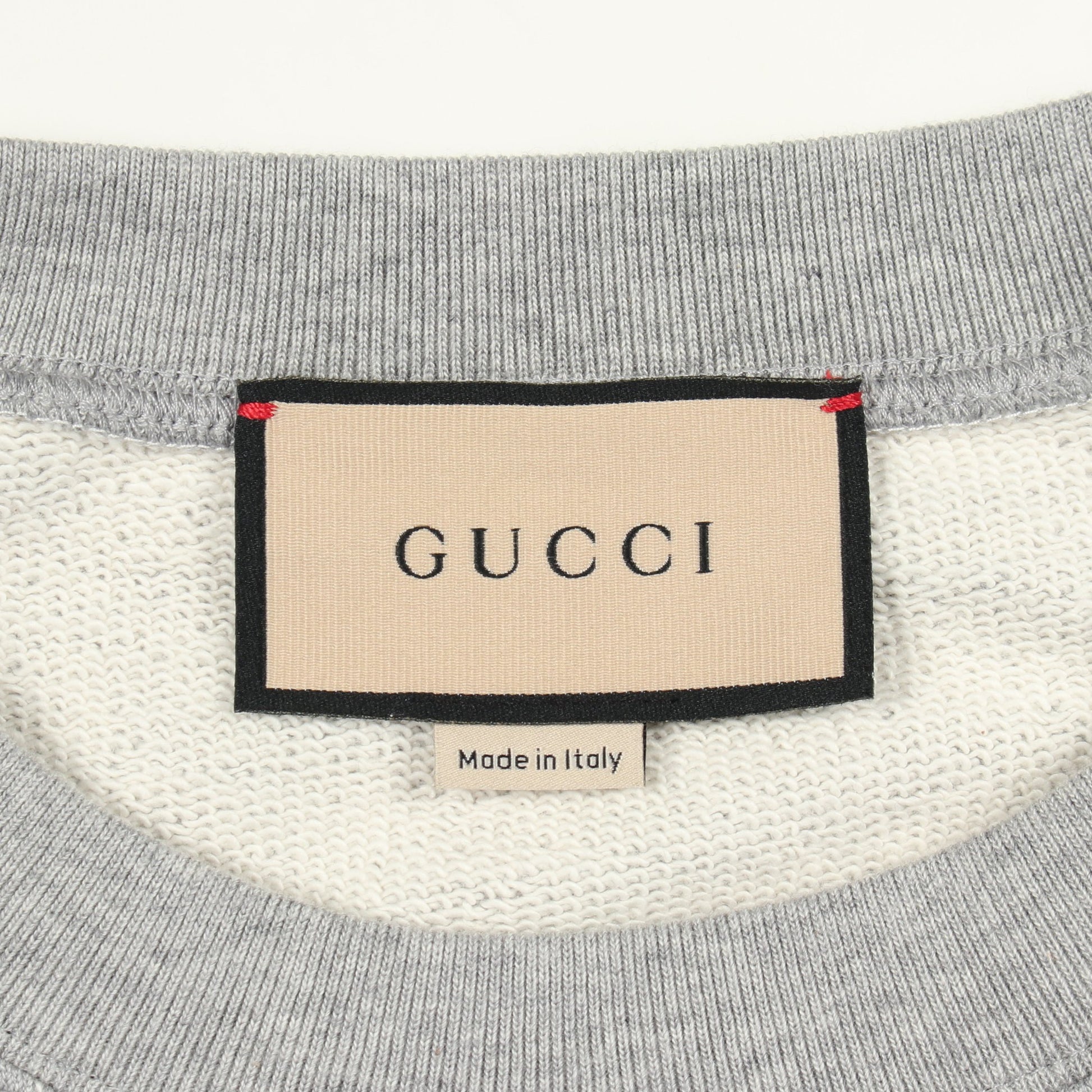 スウェットシャツ クルーネック 長袖 ロゴ刺繍 バックロゴ コットン グレー グッチ トップス GUCCI