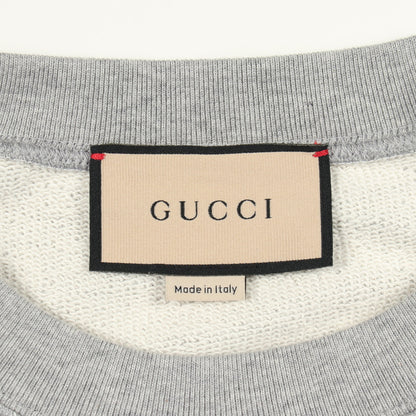スウェットシャツ クルーネック 長袖 ロゴ刺繍 バックロゴ コットン グレー グッチ トップス GUCCI