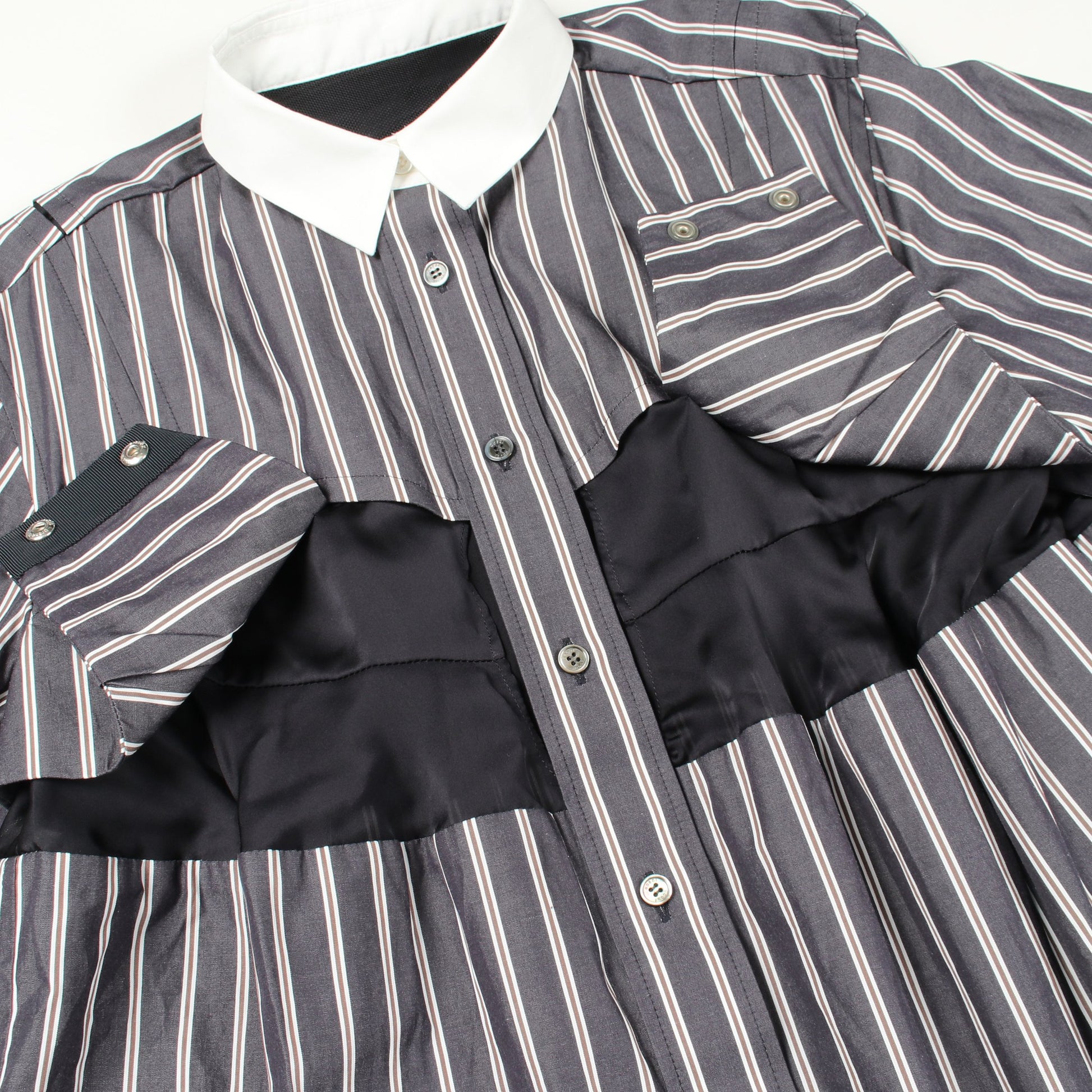 ビスチェディテールシャツ 切替 ストライプ 長袖 シャツ コットン ダークグレー サカイ トップス sacai
