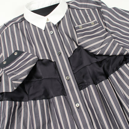 ビスチェディテールシャツ 切替 ストライプ 長袖 シャツ コットン ダークグレー サカイ トップス sacai
