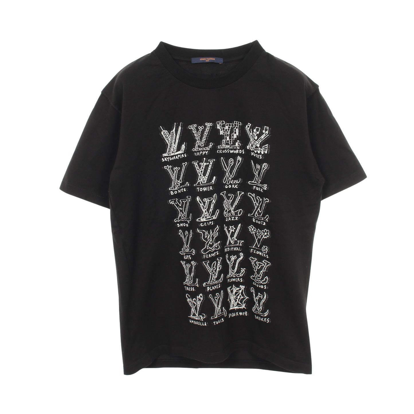 LVカートゥーン 半袖Tシャツ クルーネック コットン ブラック ルイヴィトン トップス LOUIS VUITTON