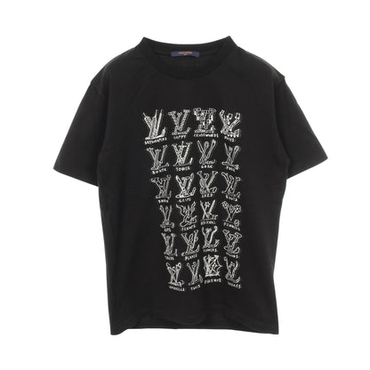 LVカートゥーン 半袖Tシャツ クルーネック コットン ブラック ルイヴィトン トップス LOUIS VUITTON